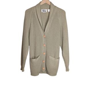 Vintage Sears Fashion Place Grandpa Sweater Cardigan Sz L Brown Button Up Collar